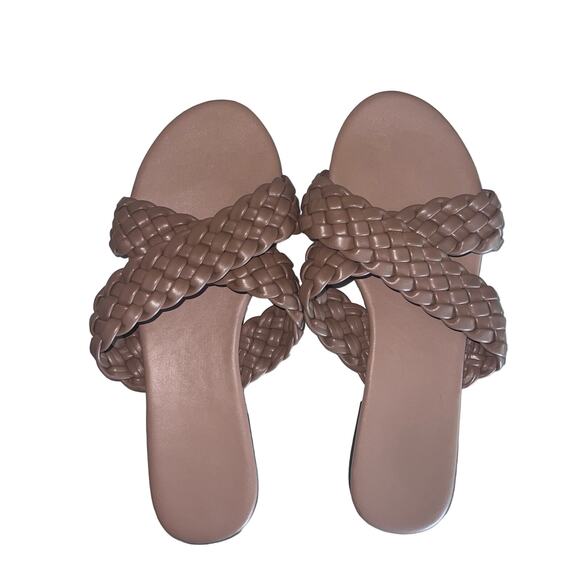 Mtzyoa Women Flat Sandals Casual Braided Leather Crossover Nude Bohemian Size 8 - Picture 1 of 5